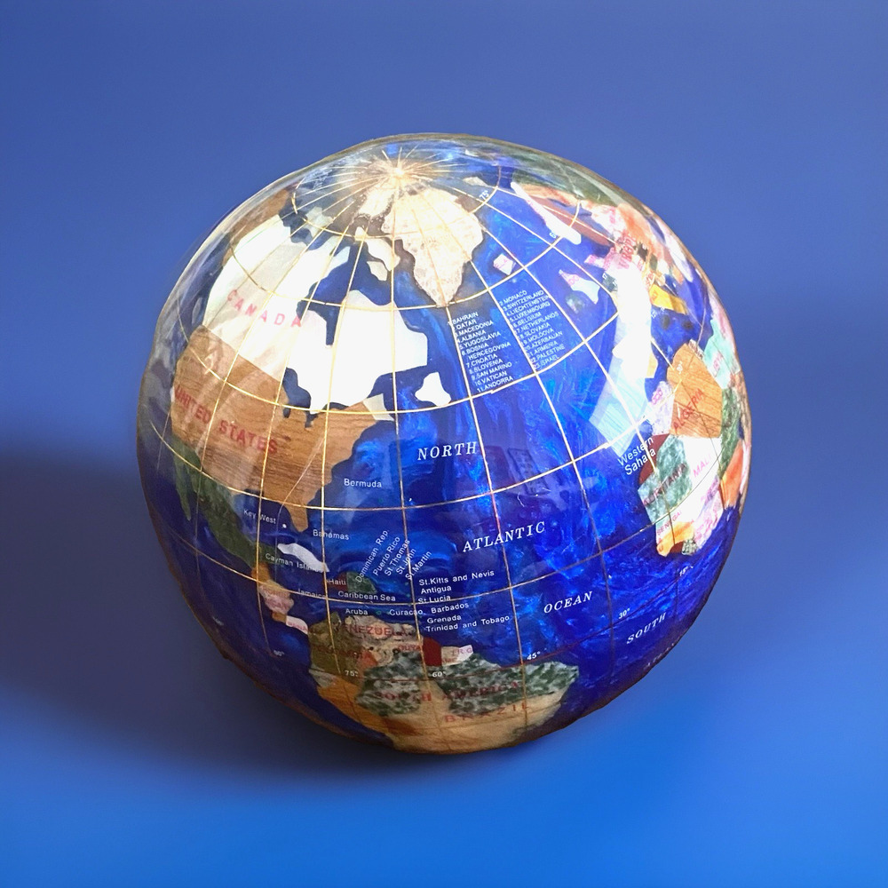 4.3" 110 mm Diameter Gemstone Globe Paperweight Damaged